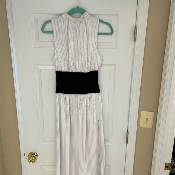 Pinstripe corseted midi dress - Picture 1 of 9